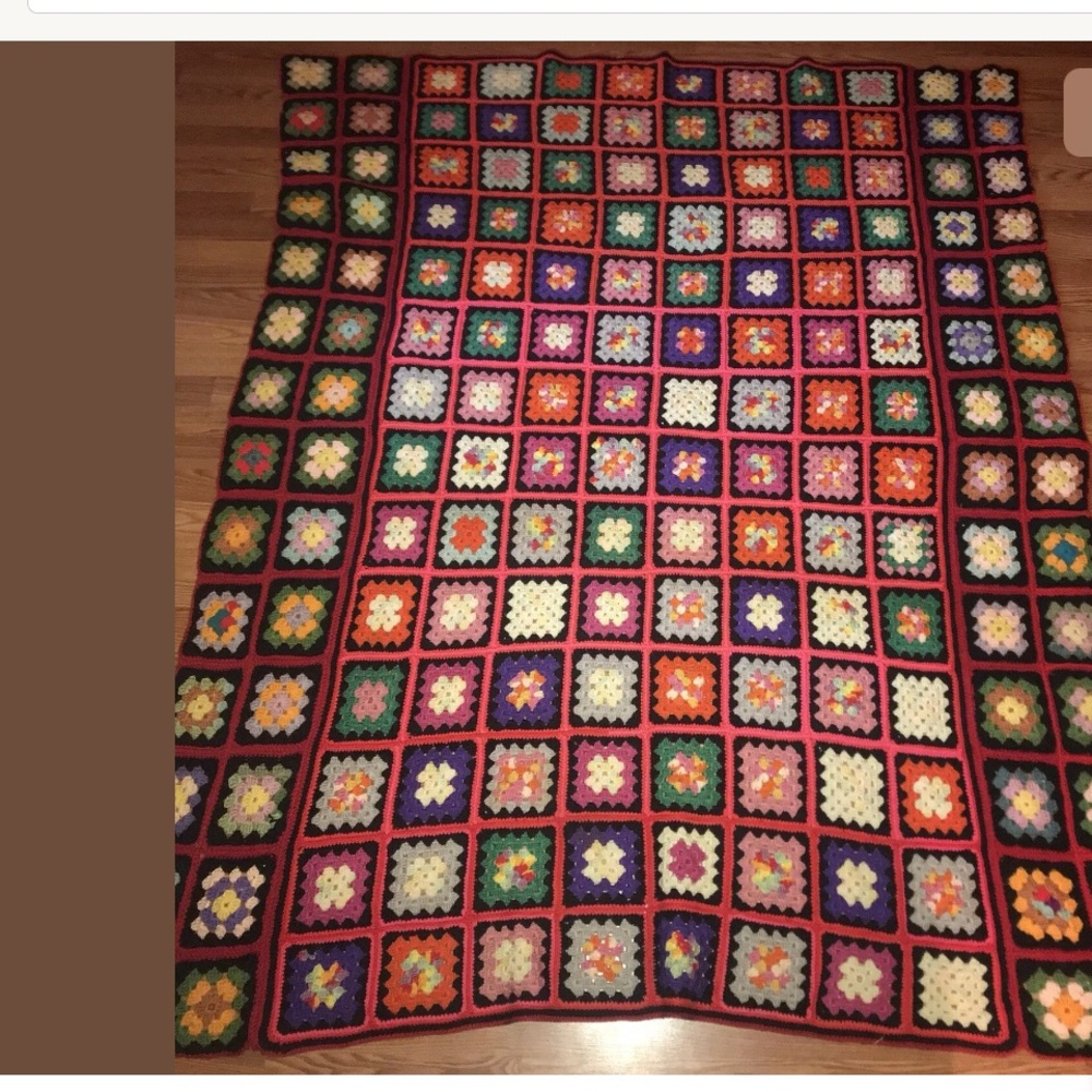 Homemade Crochet Square Granny Afghan 81”x 65”